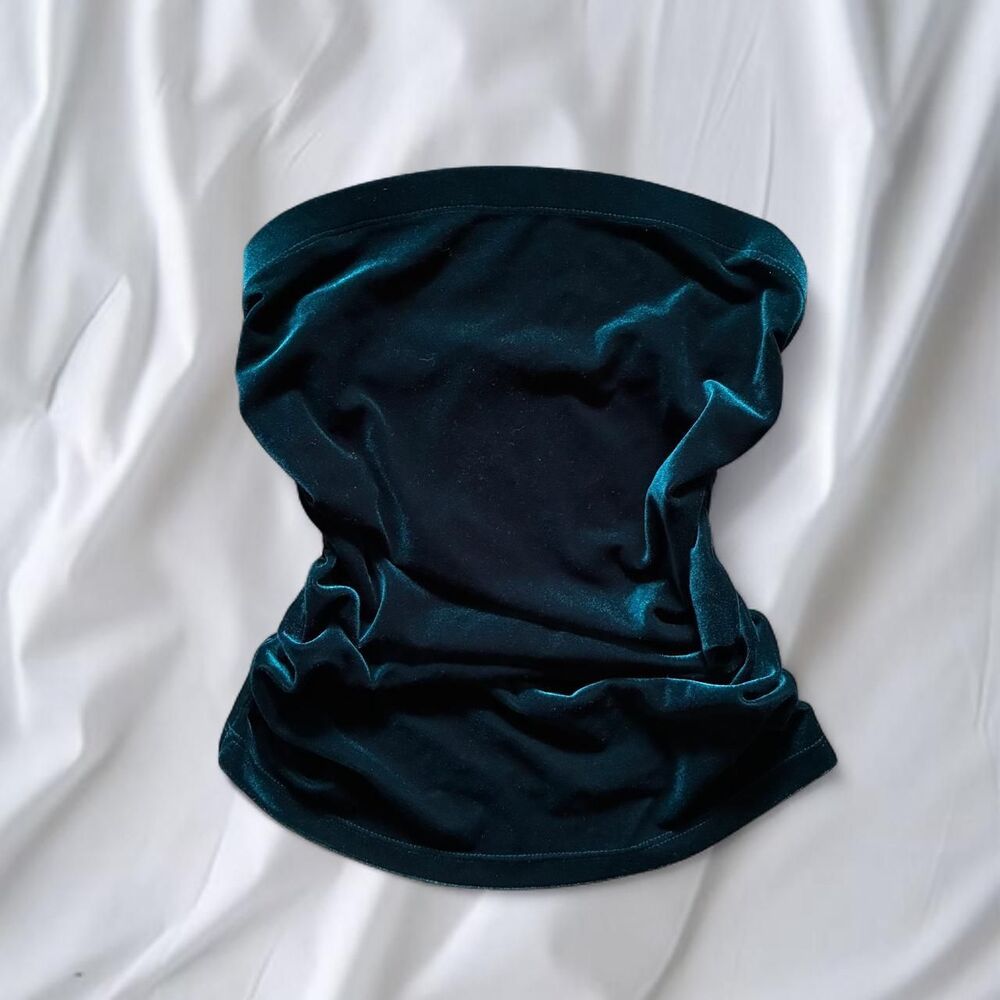Vintage Teal Velvet Tube Top